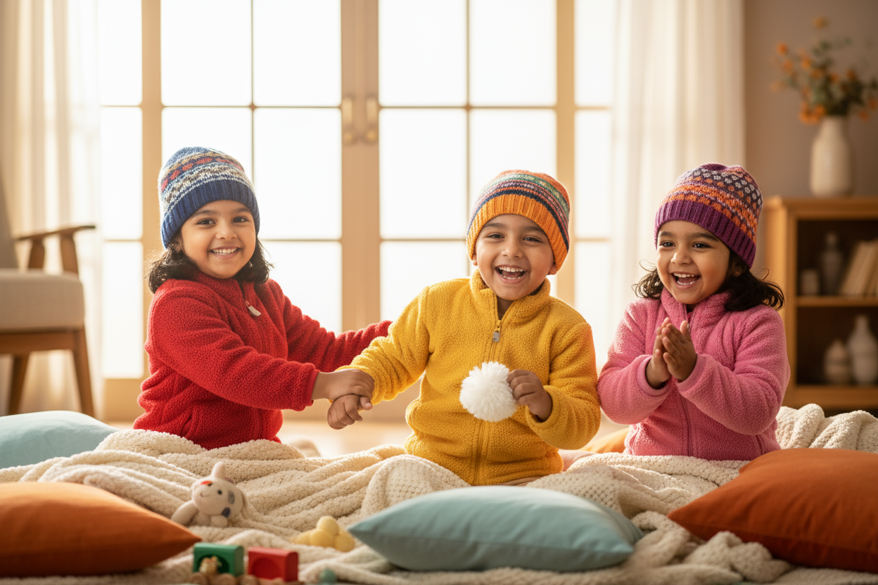 Winter skincare products banner India with moisturizers and lip balms