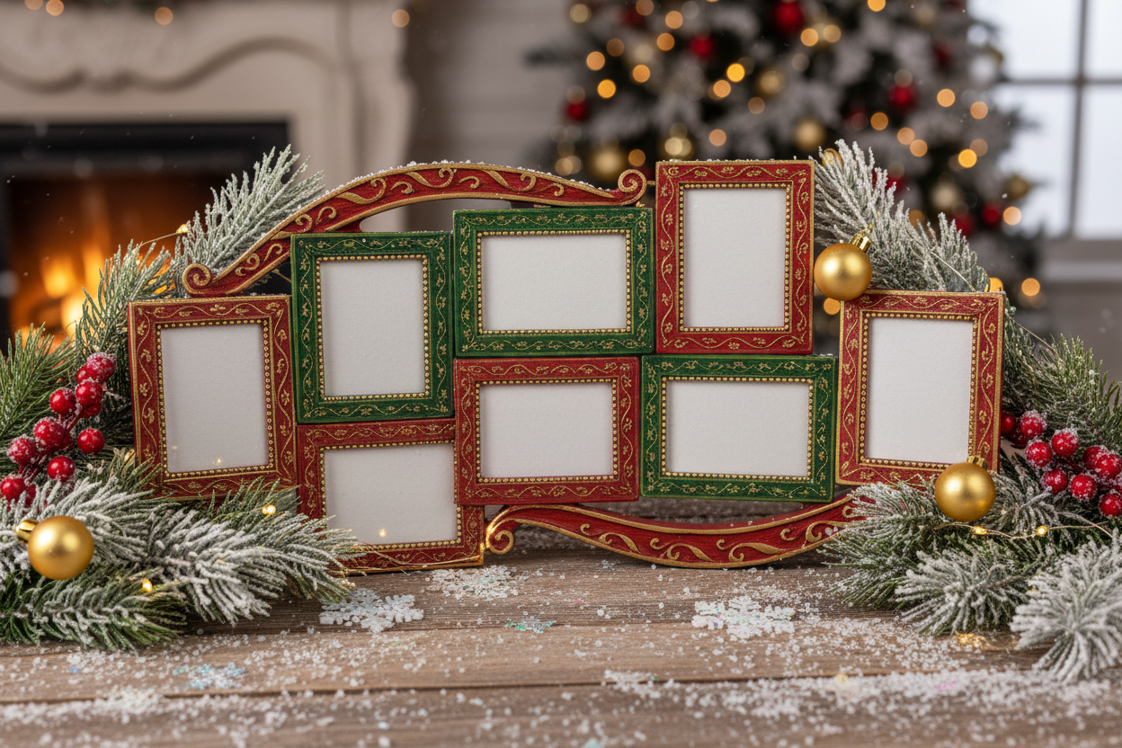 Multi-photo collage frame themed for Christmas.