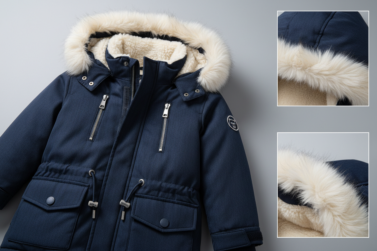 Premium kids jacket with fur lining.