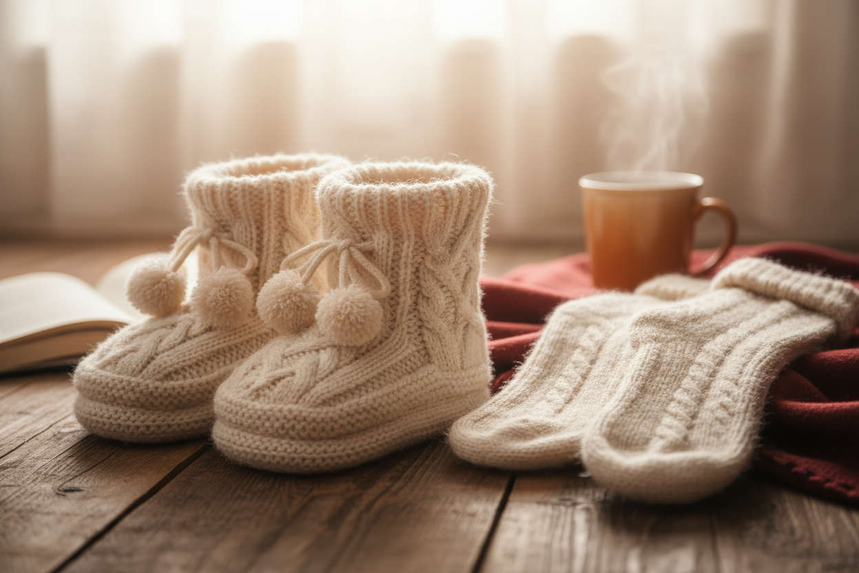 Warm booties with matching socks.
